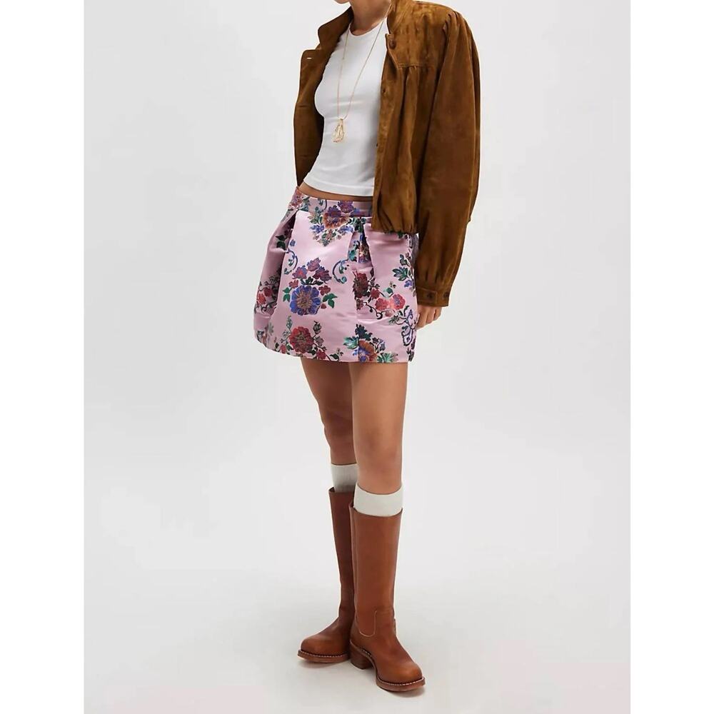 NWT Free People Benjamine Floral Mini Skirt Size 4 Pink Combo